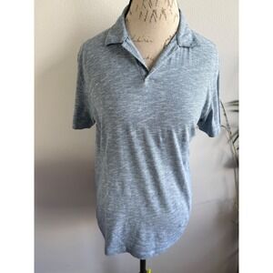 Theory Men's Heathered Blue Short Sleeve Collared Polo‎ Shirt Size Medium